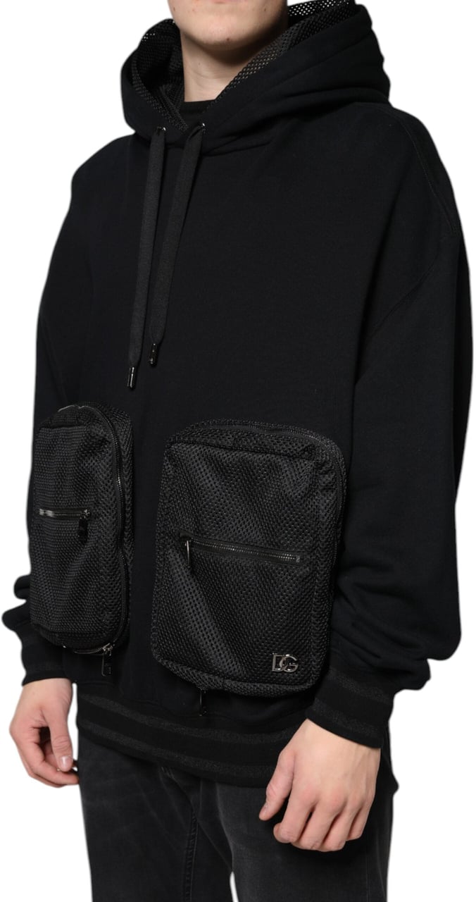 Dolce & Gabbana Black Hooded Pullover Men Sweatshirt Sweater Zwart
