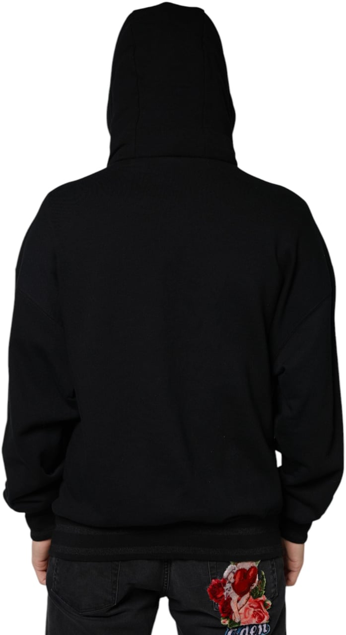 Dolce & Gabbana Black Hooded Pullover Men Sweatshirt Sweater Zwart