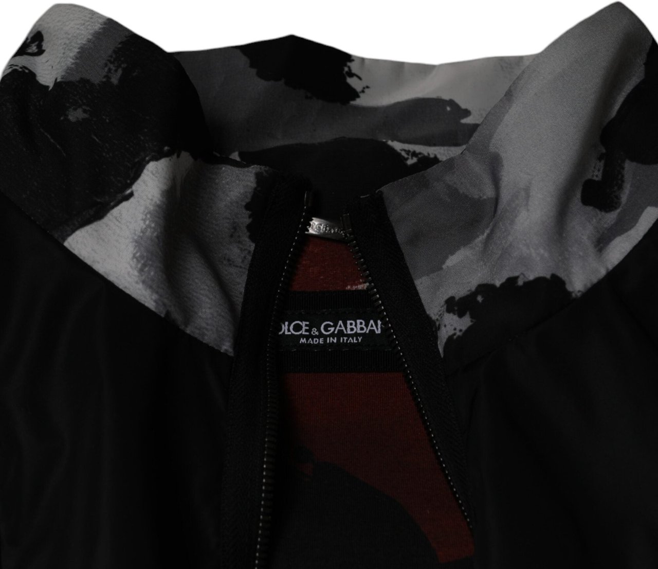 Dolce & Gabbana Black Nylon Full Zip Men Bomber Jacket Zwart