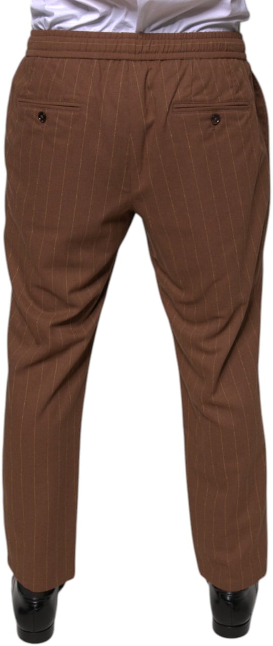 Dolce & Gabbana Brown Stripes Skinny Men Dress Pants Bruin