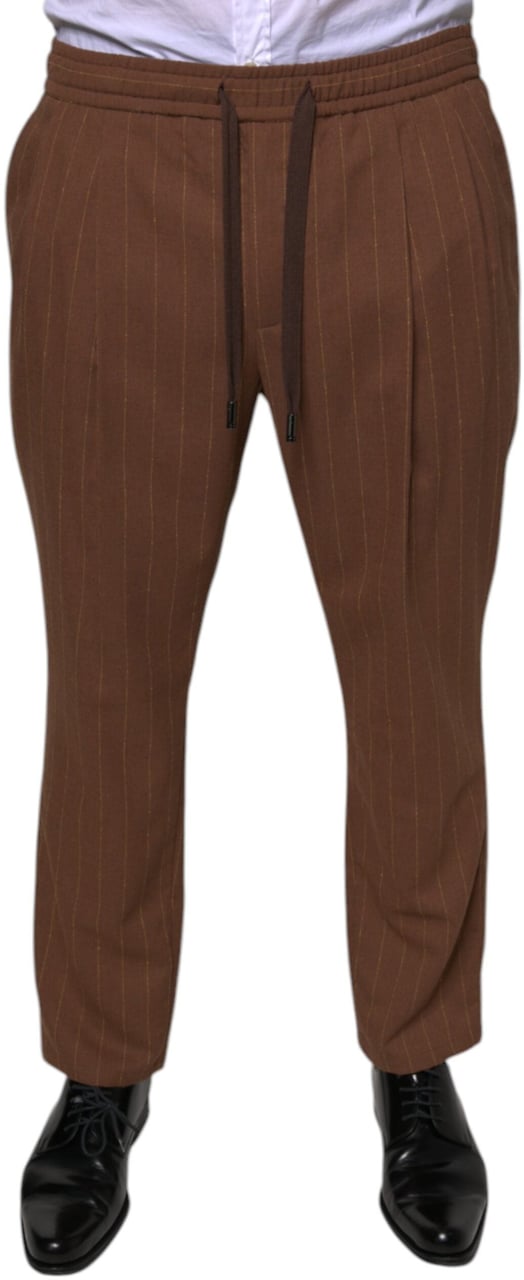 Dolce & Gabbana Brown Stripes Skinny Men Dress Pants Bruin