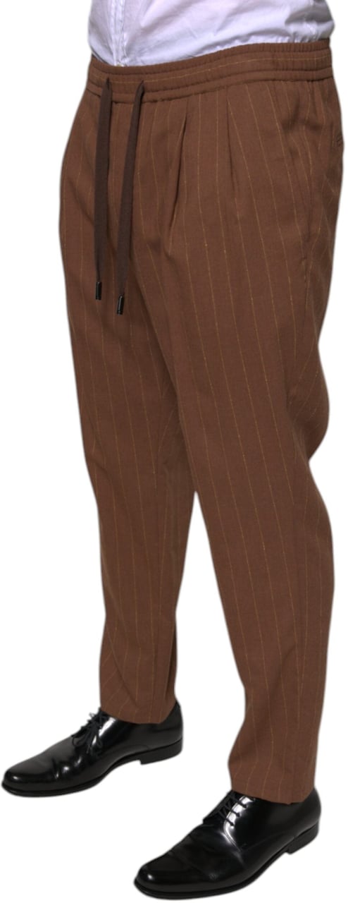 Dolce & Gabbana Brown Stripes Skinny Men Dress Pants Bruin