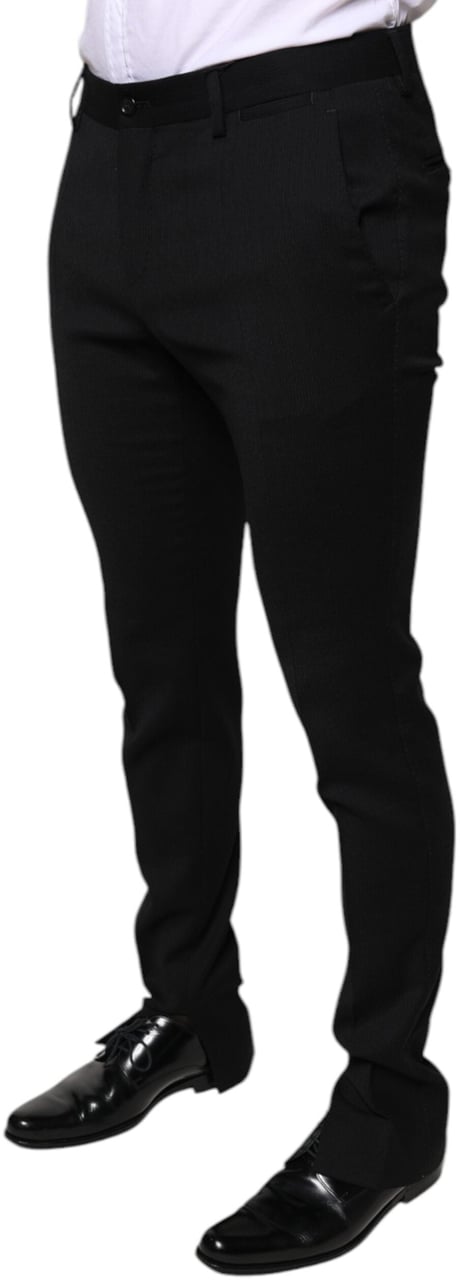 Dolce & Gabbana Black Wool Skinny Formal Dress Pants Zwart