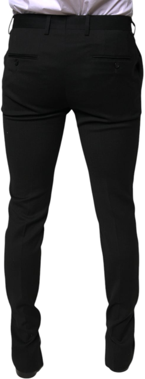 Dolce & Gabbana Black Wool Skinny Formal Dress Pants Zwart