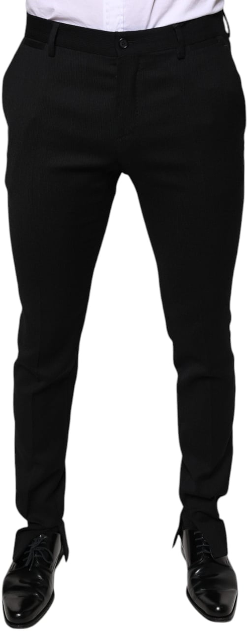 Dolce & Gabbana Black Wool Skinny Formal Dress Pants Zwart