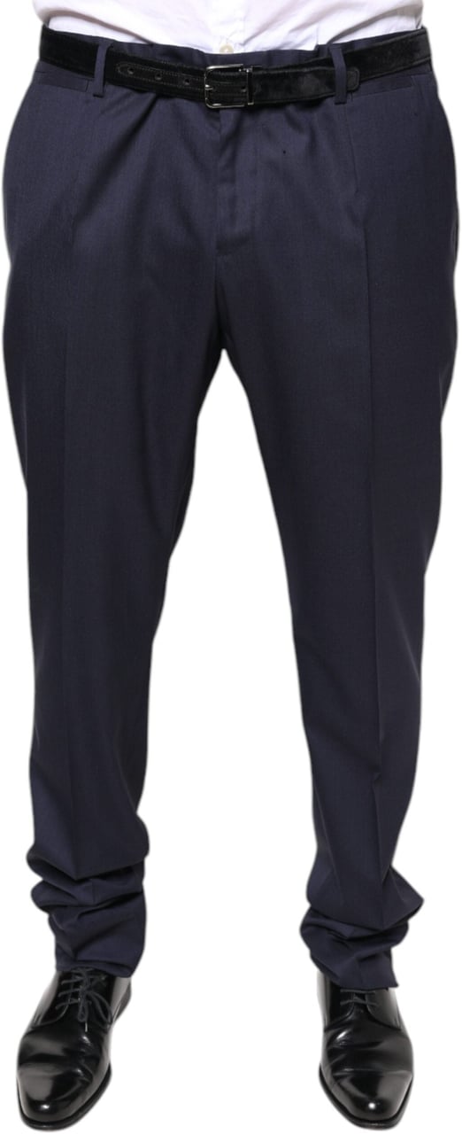Dolce & Gabbana Blue Wool Skinny Formal Dress Pants Blauw