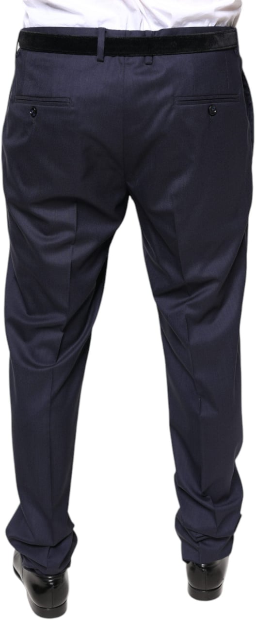 Dolce & Gabbana Blue Wool Skinny Formal Dress Pants Blauw