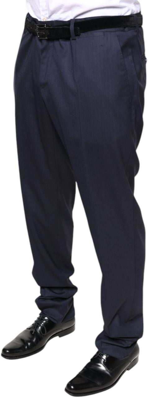 Dolce & Gabbana Blue Wool Skinny Formal Dress Pants Blauw
