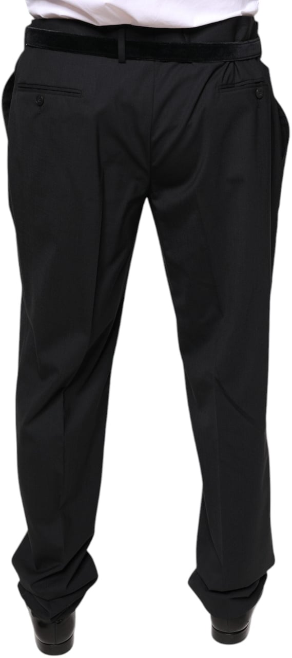 Dolce & Gabbana Black Wool Men Formal Dress Pants Zwart