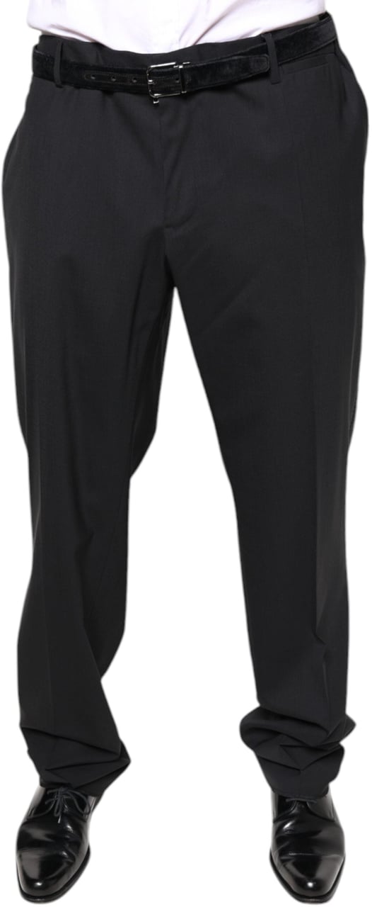 Dolce & Gabbana Black Wool Men Formal Dress Pants Zwart
