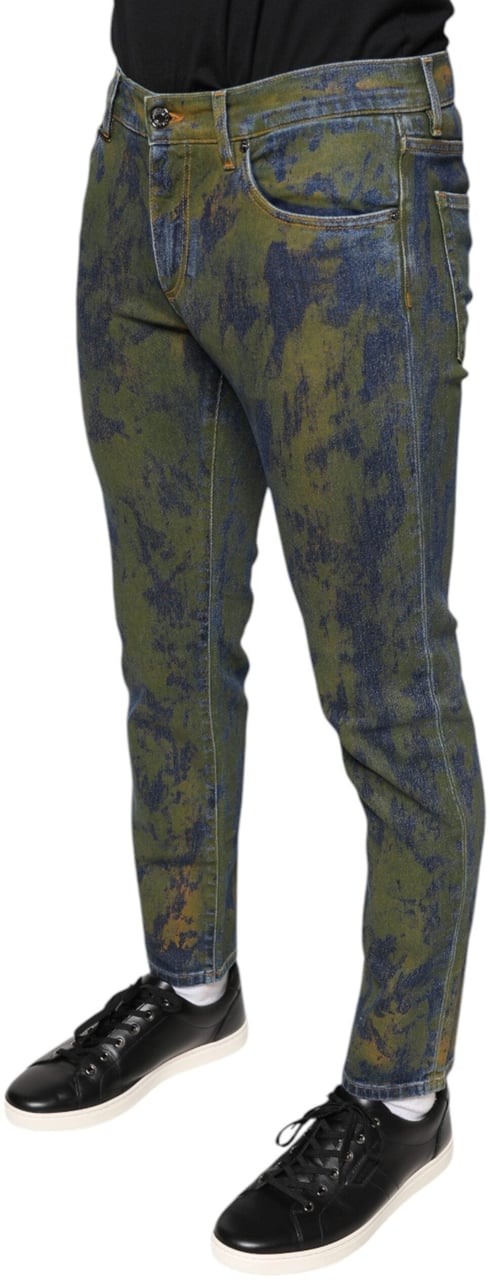 Dolce & Gabbana Blue Cotton Dye Slim Fit Men Denim Jeans Blauw