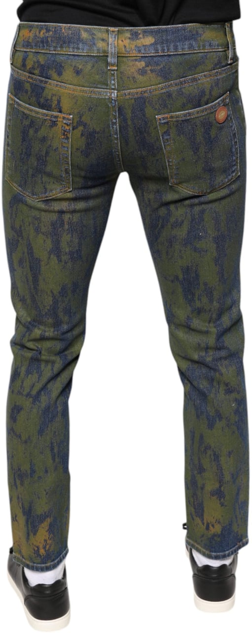 Dolce & Gabbana Blue Cotton Dye Slim Fit Men Denim Jeans Blauw