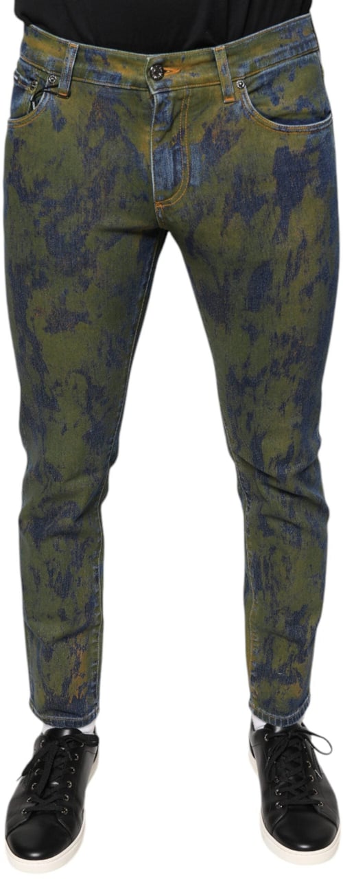 Dolce & Gabbana Blue Cotton Dye Slim Fit Men Denim Jeans Blauw