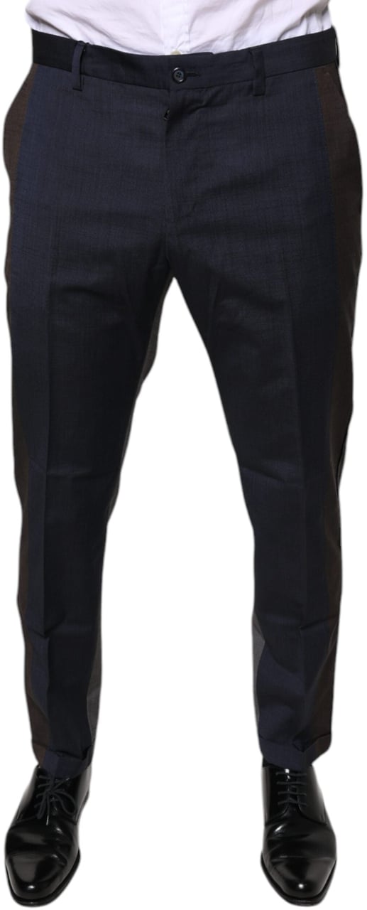Dolce & Gabbana Black Cotton Wool Formal Dress Pants Zwart
