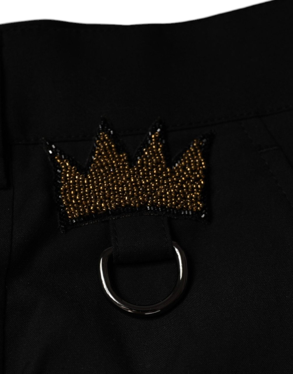 Dolce & Gabbana Black Crown Cotton Dress Pants Zwart