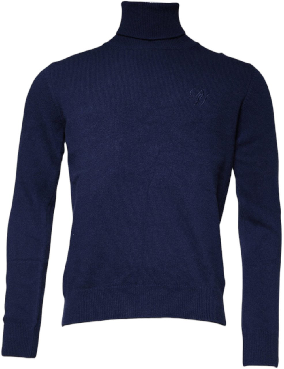 Dolce & Gabbana Blue Wool Knit Turtleneck Pullover Sweater Blauw