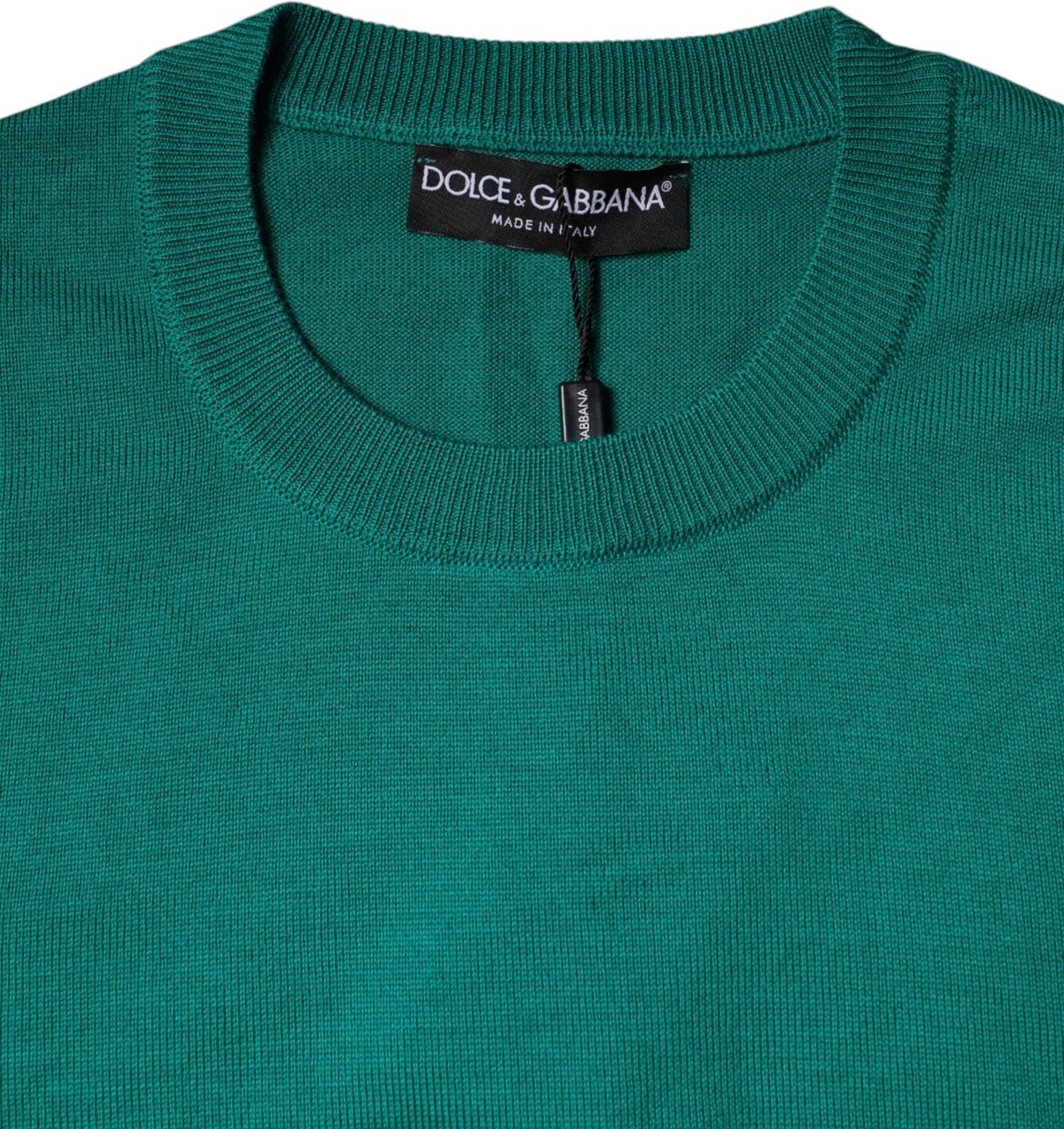 Dolce & Gabbana Green Wool Knit Crew Neck Pullover Sweater Groen