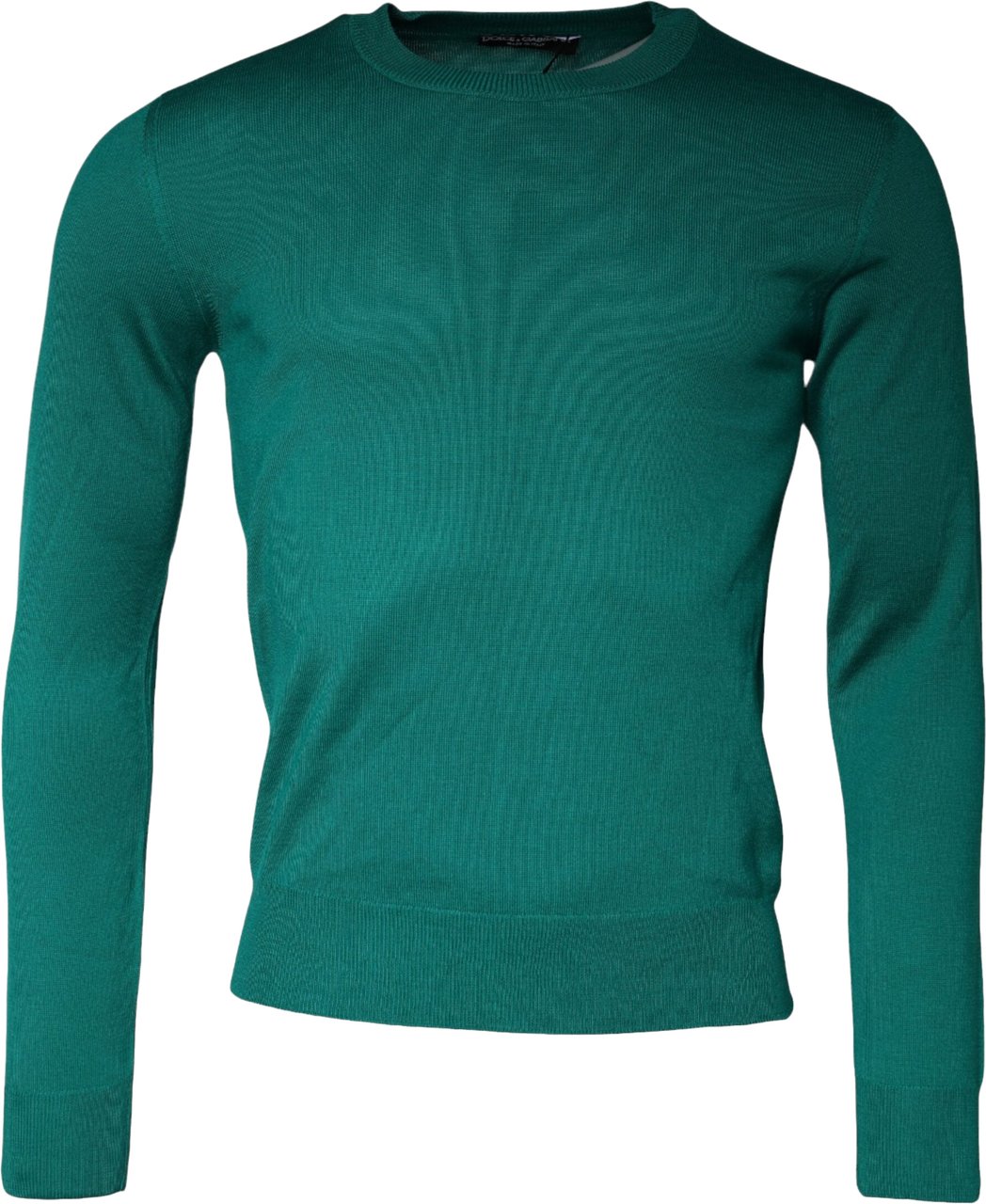 Dolce & Gabbana Green Wool Knit Crew Neck Pullover Sweater Groen
