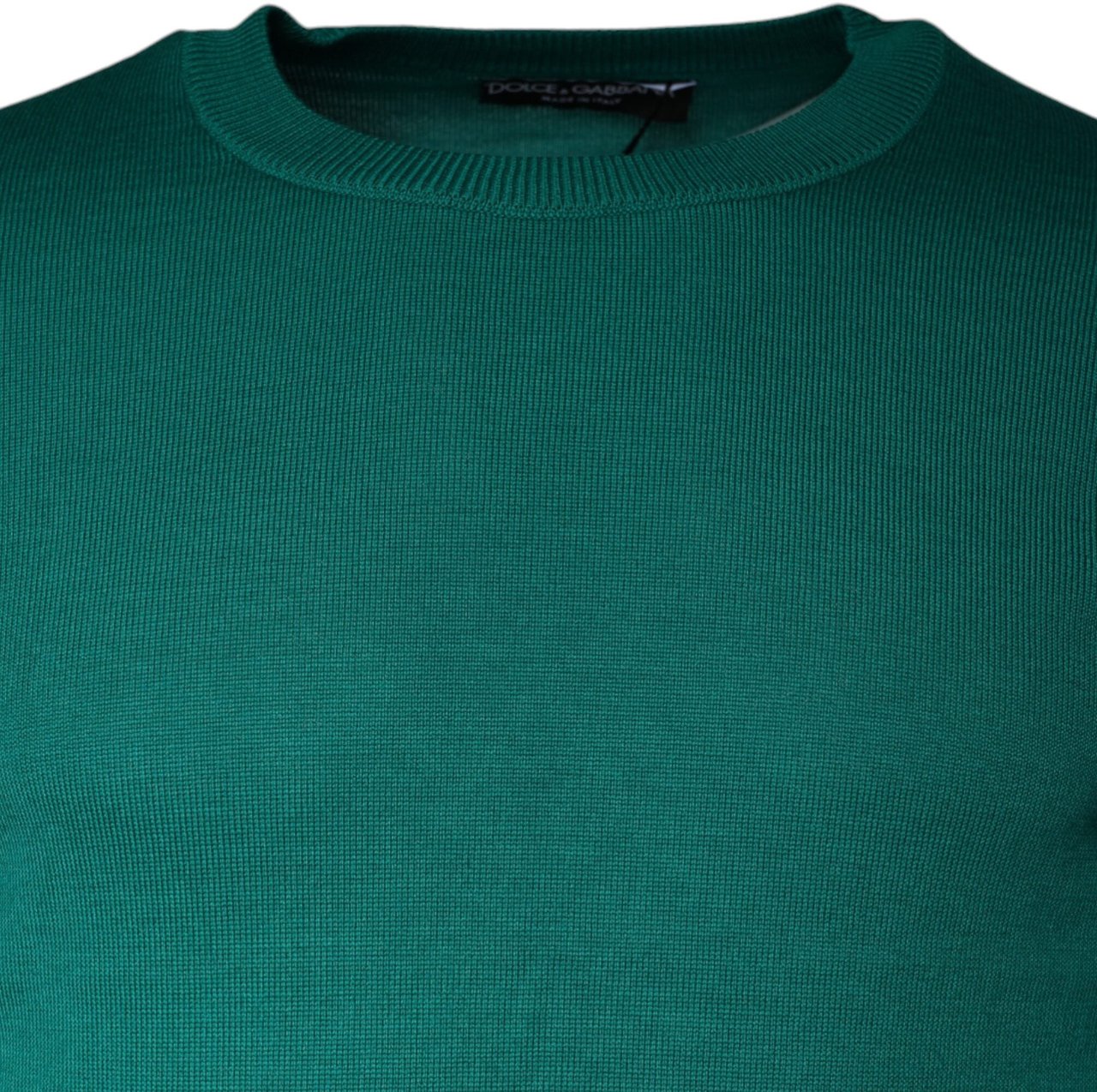 Dolce & Gabbana Green Wool Knit Crew Neck Pullover Sweater Groen