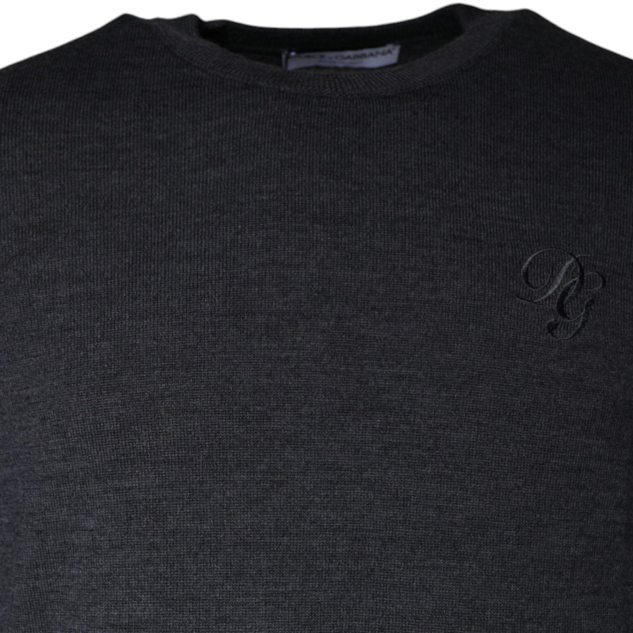 Dolce & Gabbana Dark Gray Wool Crew Neck Pullover Sweater Grijs