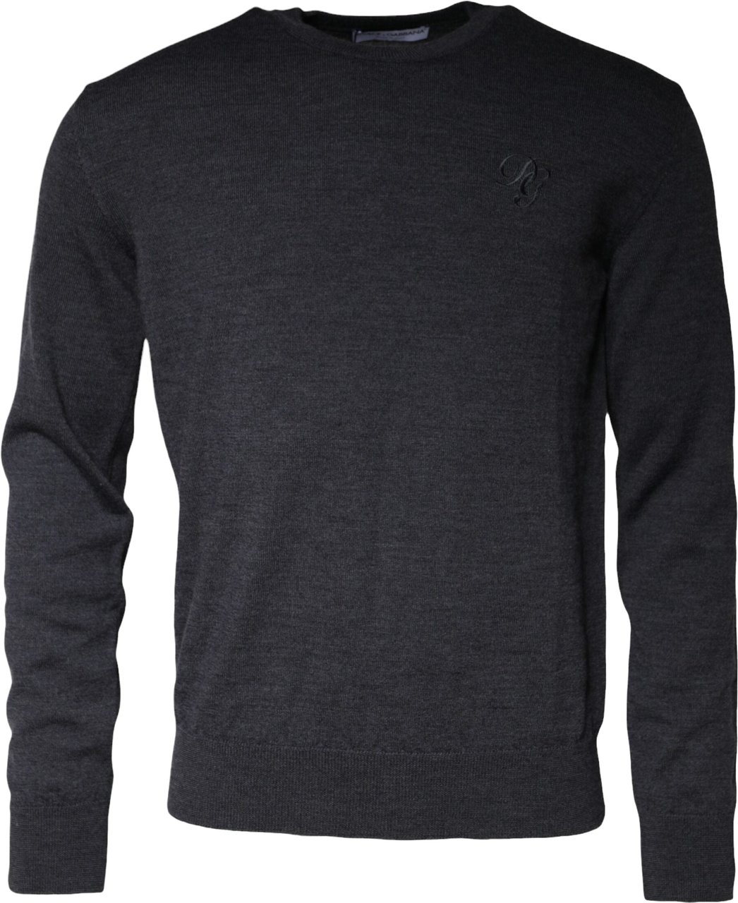 Dolce & Gabbana Dark Gray Wool Crew Neck Pullover Sweater Grijs