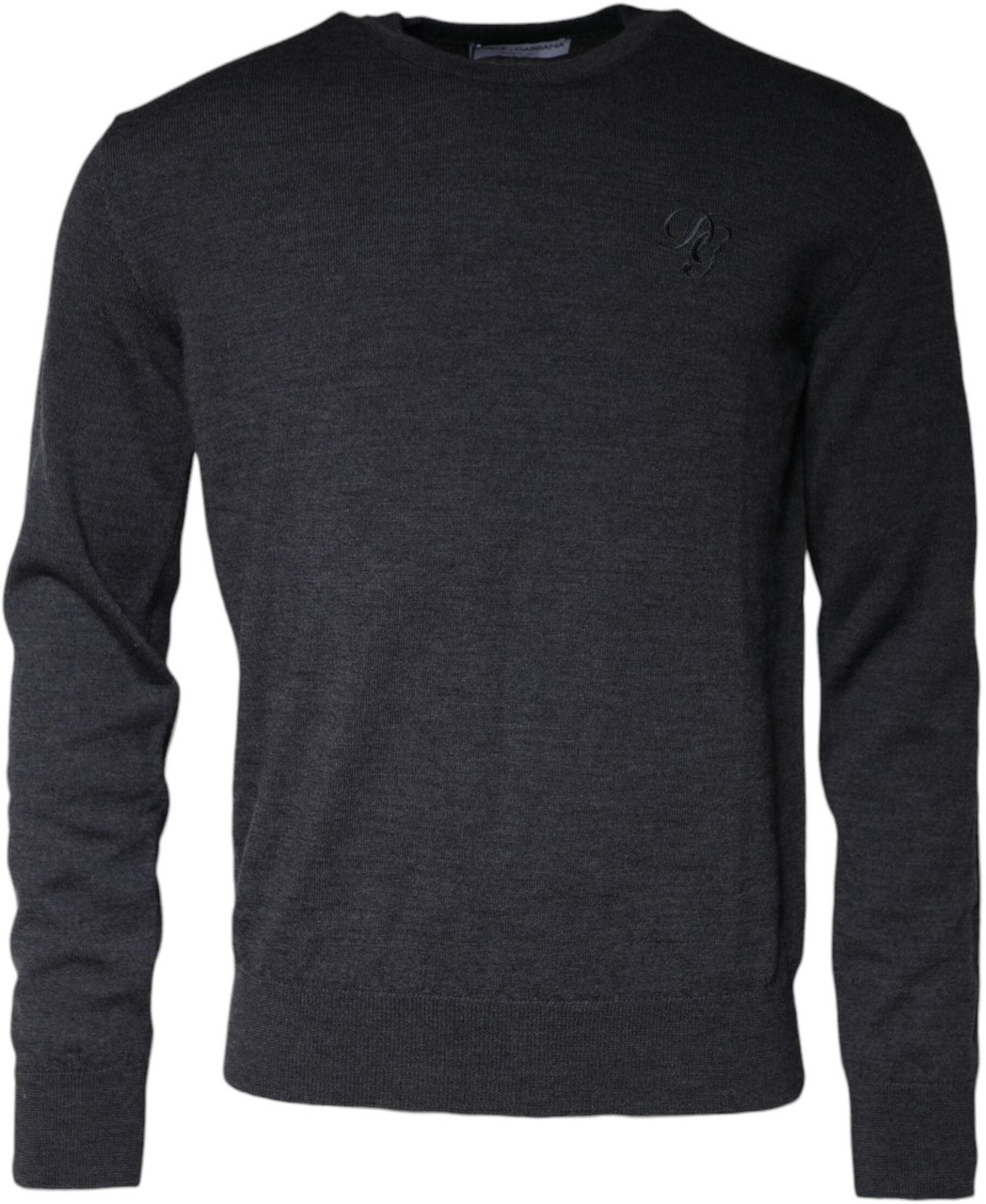 Dolce & Gabbana Dark Gray Wool Crew Neck Pullover Sweater Grijs