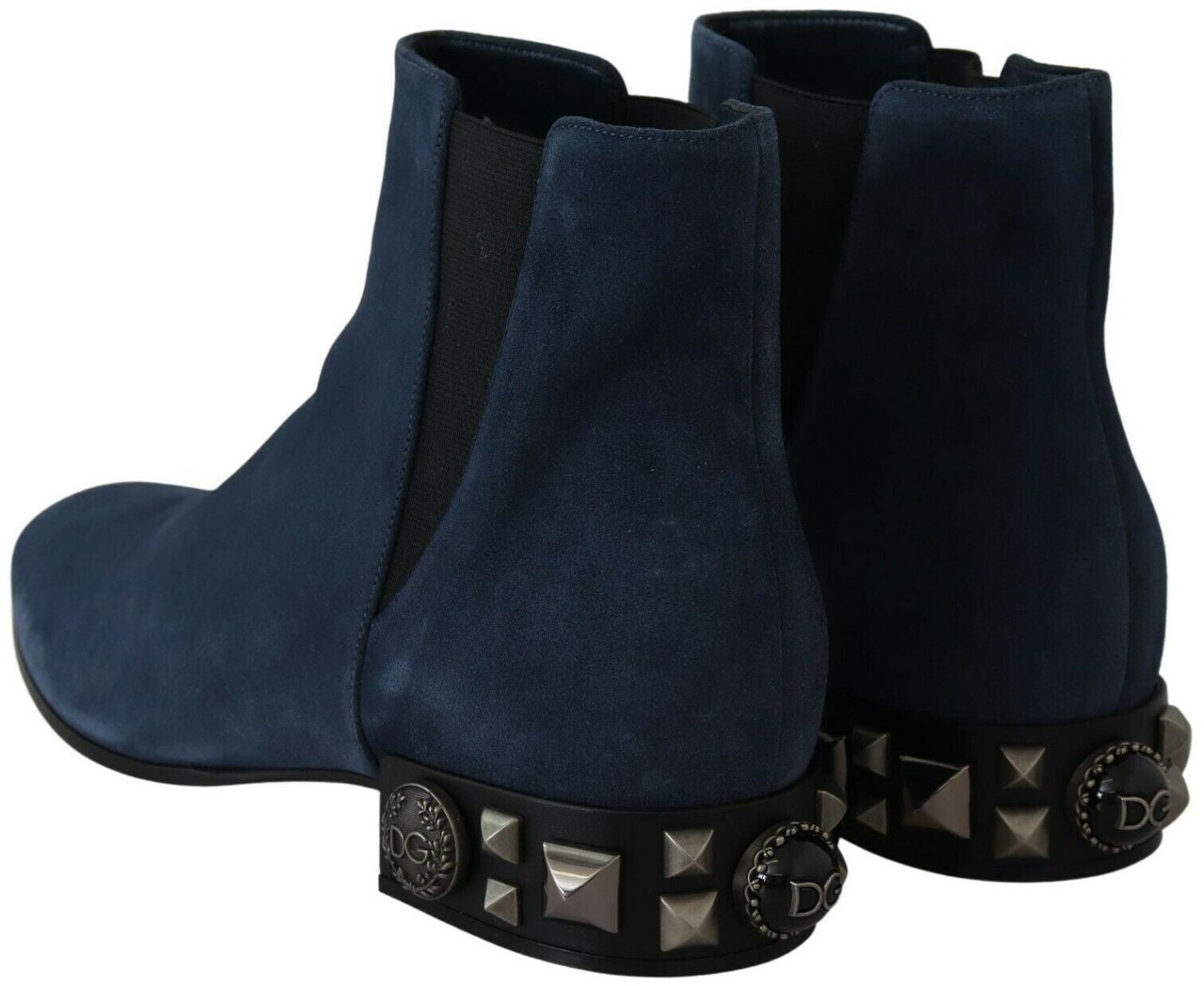 Dolce & Gabbana Blue Suede Embellished Studded Boots Shoes Blauw