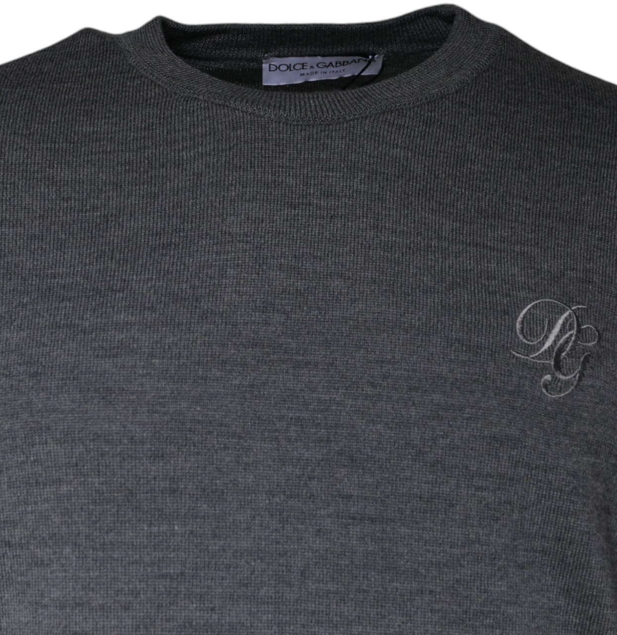 Dolce & Gabbana Dark Gray Wool Crew Neck Pullover Sweater Grijs