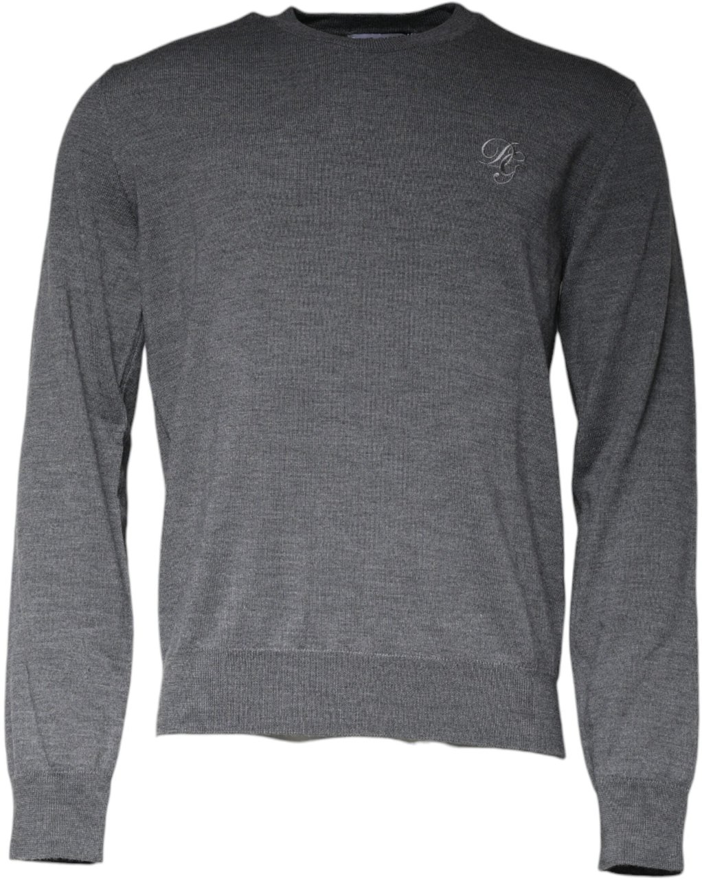 Dolce & Gabbana Dark Gray Wool Crew Neck Pullover Sweater Grijs
