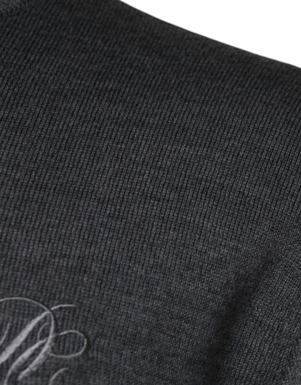 Dolce & Gabbana Dark Gray Wool Crew Neck Pullover Sweater Grijs
