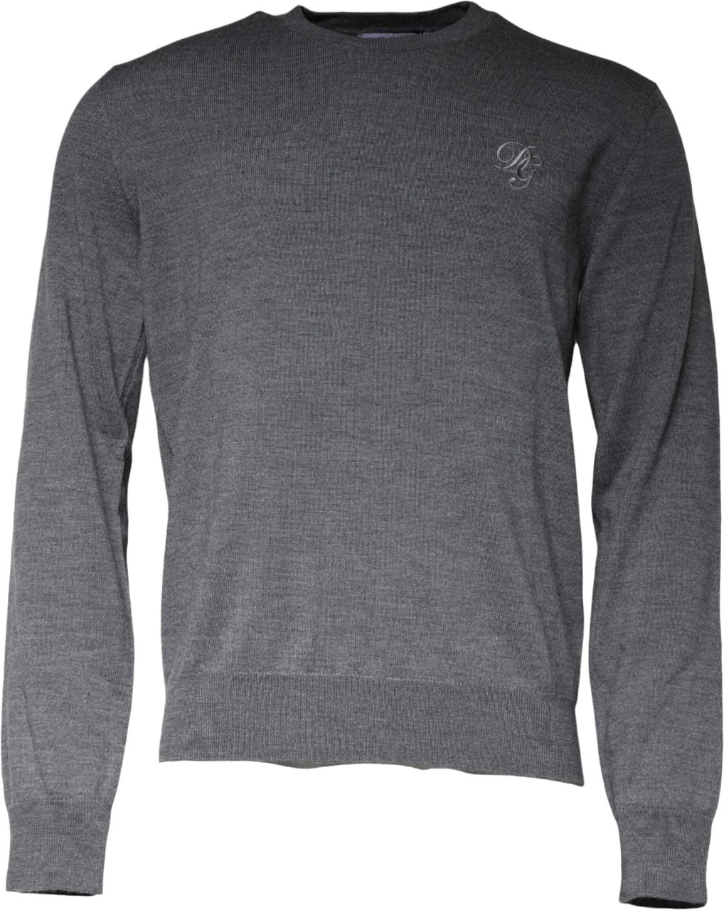 Dolce & Gabbana Dark Gray Wool Crew Neck Pullover Sweater Grijs