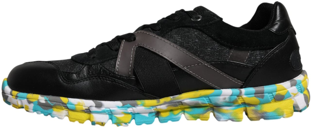 Dolce & Gabbana Black Polyester Low Top Men Sneakers Shoes Zwart