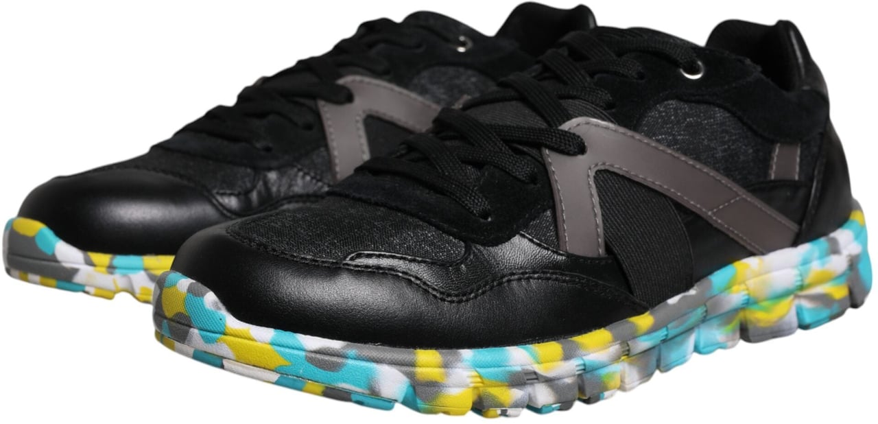 Dolce & Gabbana Black Polyester Low Top Men Sneakers Shoes Zwart