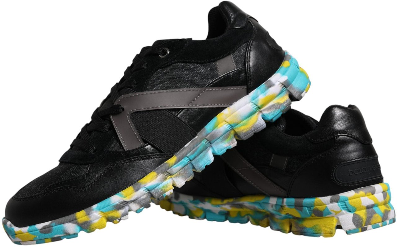 Dolce & Gabbana Black Polyester Low Top Men Sneakers Shoes Zwart