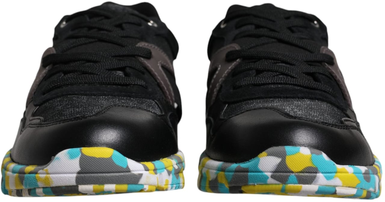 Dolce & Gabbana Black Polyester Low Top Men Sneakers Shoes Zwart