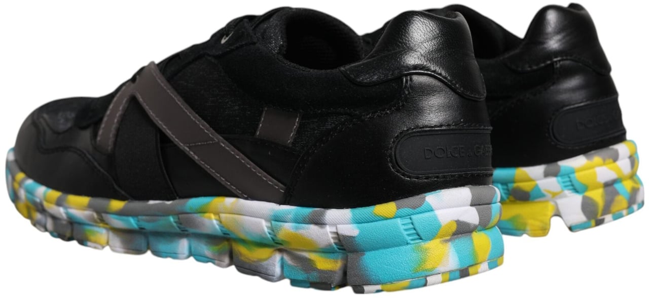 Dolce & Gabbana Black Polyester Low Top Men Sneakers Shoes Zwart