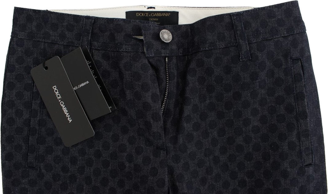 Dolce & Gabbana Polka Dotted Slim Capris Jeans Blauw