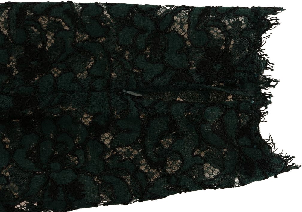Dolce & Gabbana Green Floral Lace Leggings Pants Groen