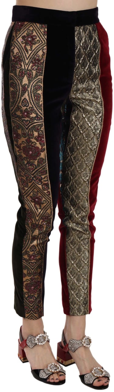 Dolce & Gabbana Multicolor Jacquard Cropped Tapered Pants Divers