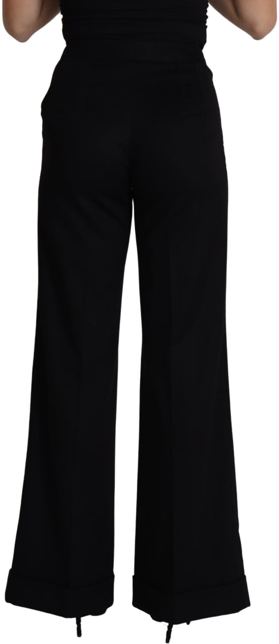 Dolce & Gabbana Black Cashmere Wide Leg Women Trouser Pants Zwart