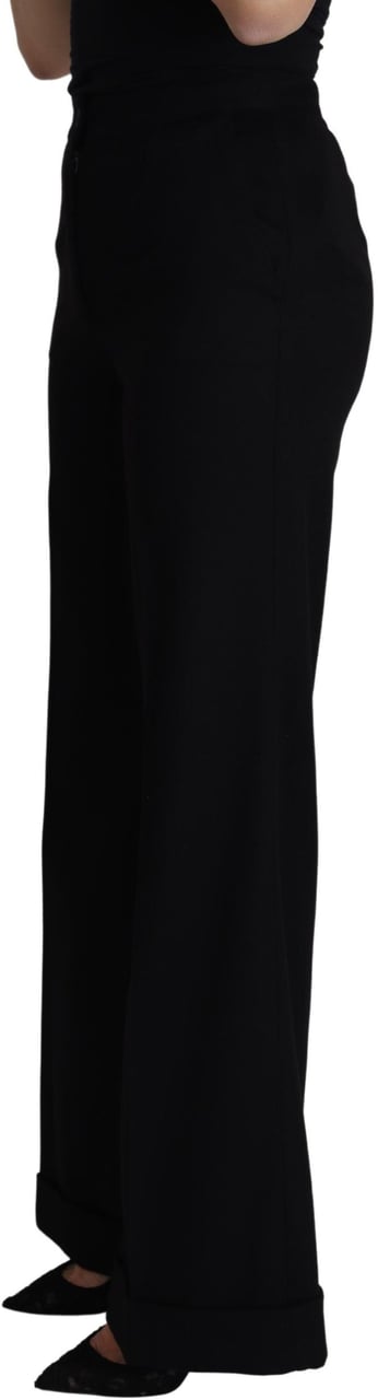 Dolce & Gabbana Black Cashmere Wide Leg Women Trouser Pants Zwart