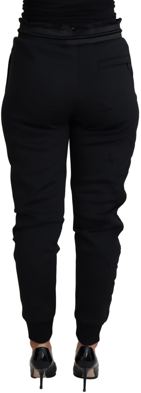 Dolce & Gabbana Black Polyester Neoprene Jogger Trouser Pants Zwart