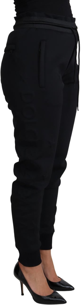 Dolce & Gabbana Black Polyester Neoprene Jogger Trouser Pants Zwart