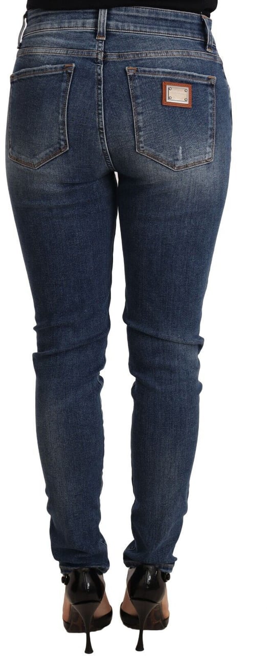 Dolce & Gabbana Blue Wash Skinny Denim Cotton Stretch Jeans Blauw