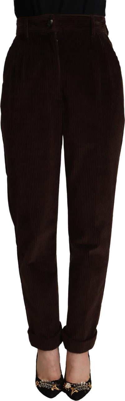 Dolce & Gabbana Bordeaux Corduroy Cotton Trouser Tapered Pants Maroon