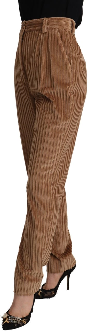 Dolce & Gabbana Brown Corduroy Cotton Trouser Tapered Pants Bruin