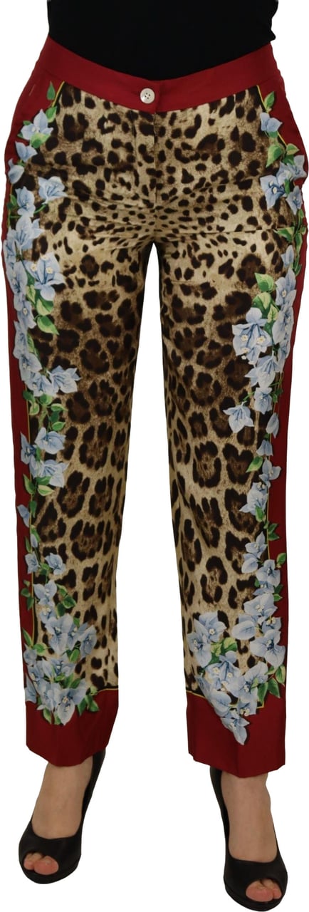 Dolce & Gabbana Multicolor Leopard Flora Printed Mid Waist Trouser Pants Divers