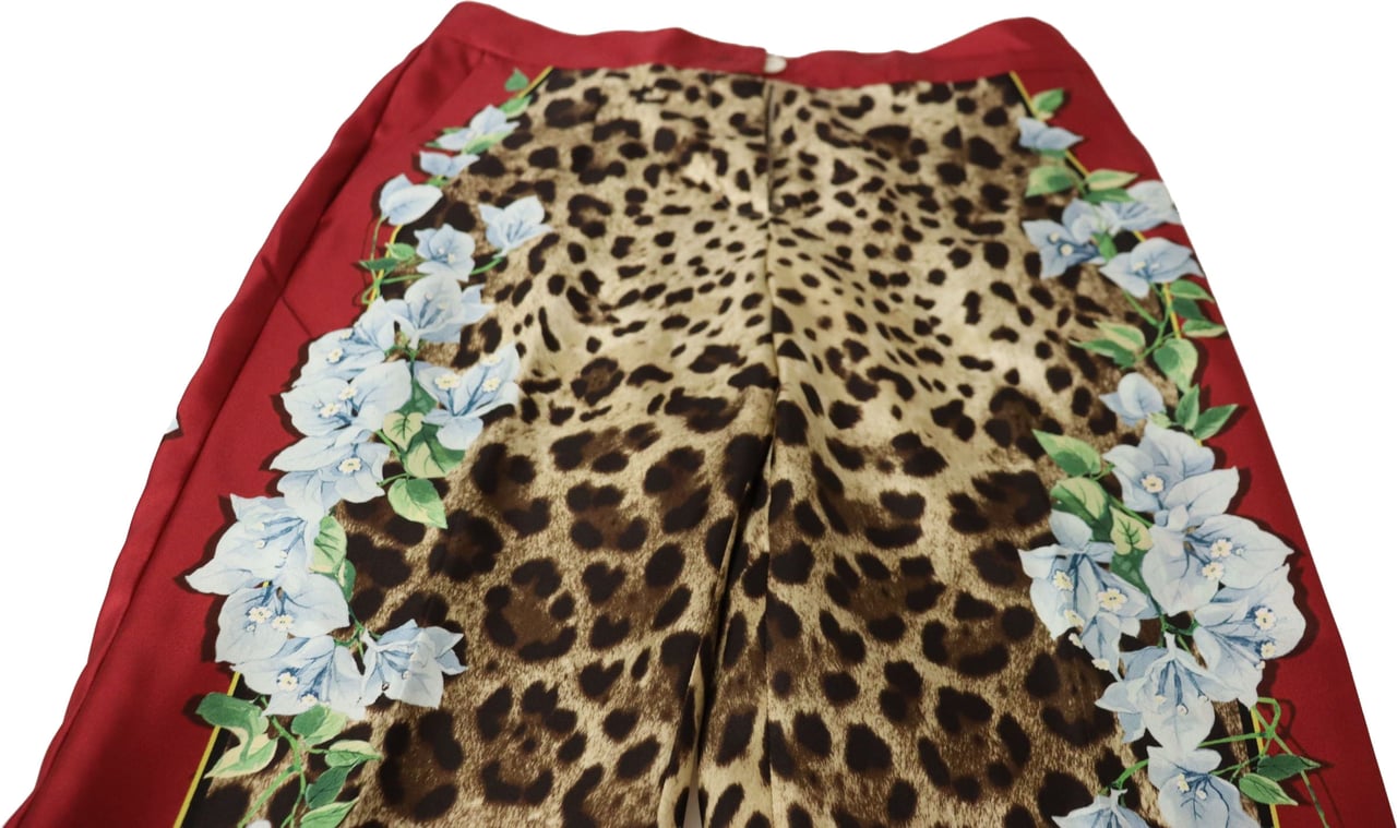 Dolce & Gabbana Multicolor Leopard Flora Printed Mid Waist Trouser Pants Divers