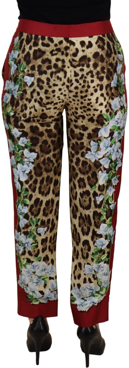Dolce & Gabbana Multicolor Leopard Flora Printed Mid Waist Trouser Pants Divers