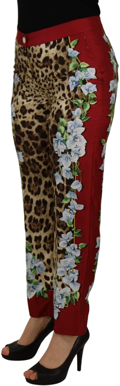 Dolce & Gabbana Multicolor Leopard Flora Printed Mid Waist Trouser Pants Divers